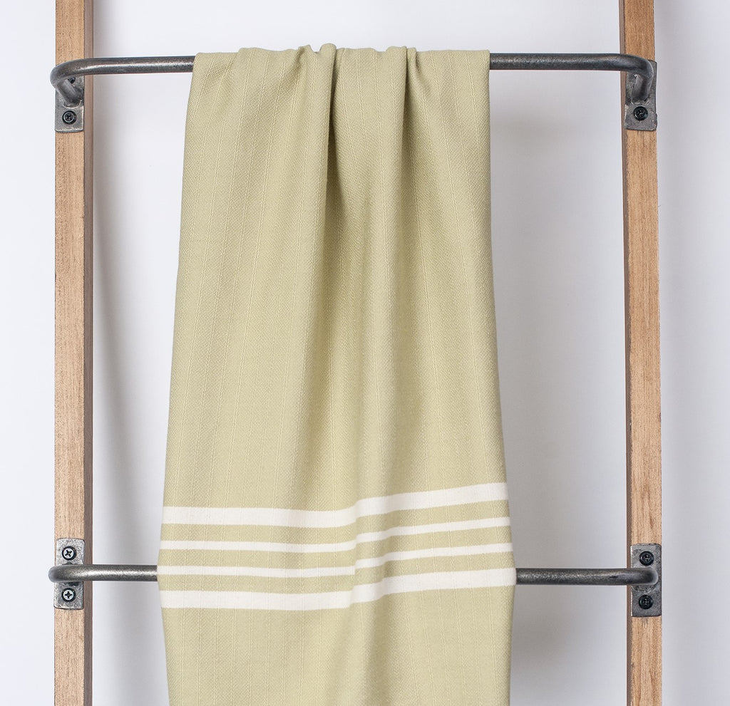 FRINGELESS Aegean Ecru Color Background Turkish Bath Towel