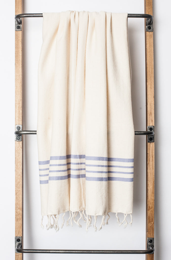 Aegean Ecru background with color stripe Turkish bath/beach towel