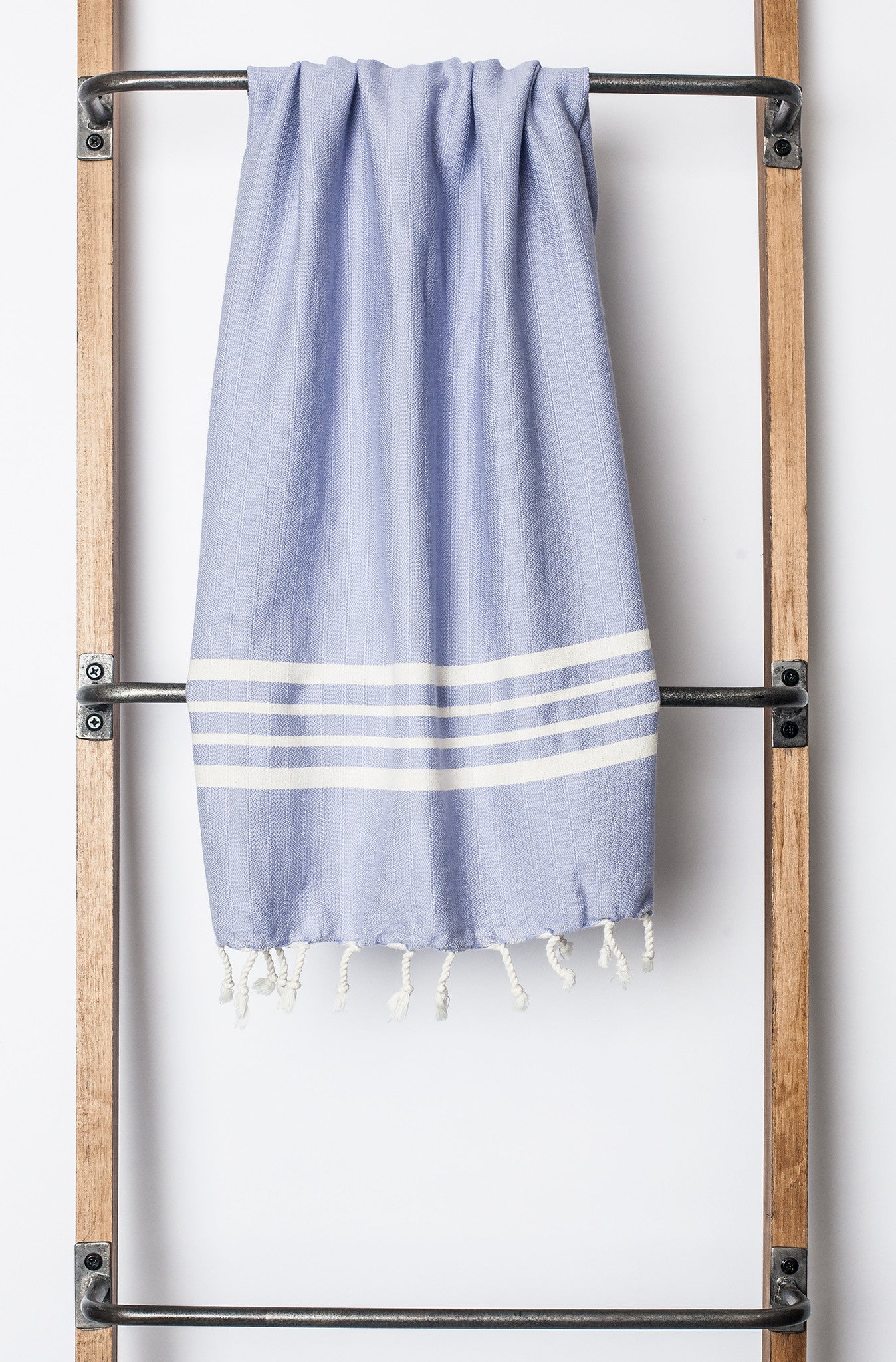 StyleWell Turkish Cotton White and Stone Gray Stripe 18-Piece Fringe Bath Towel Set