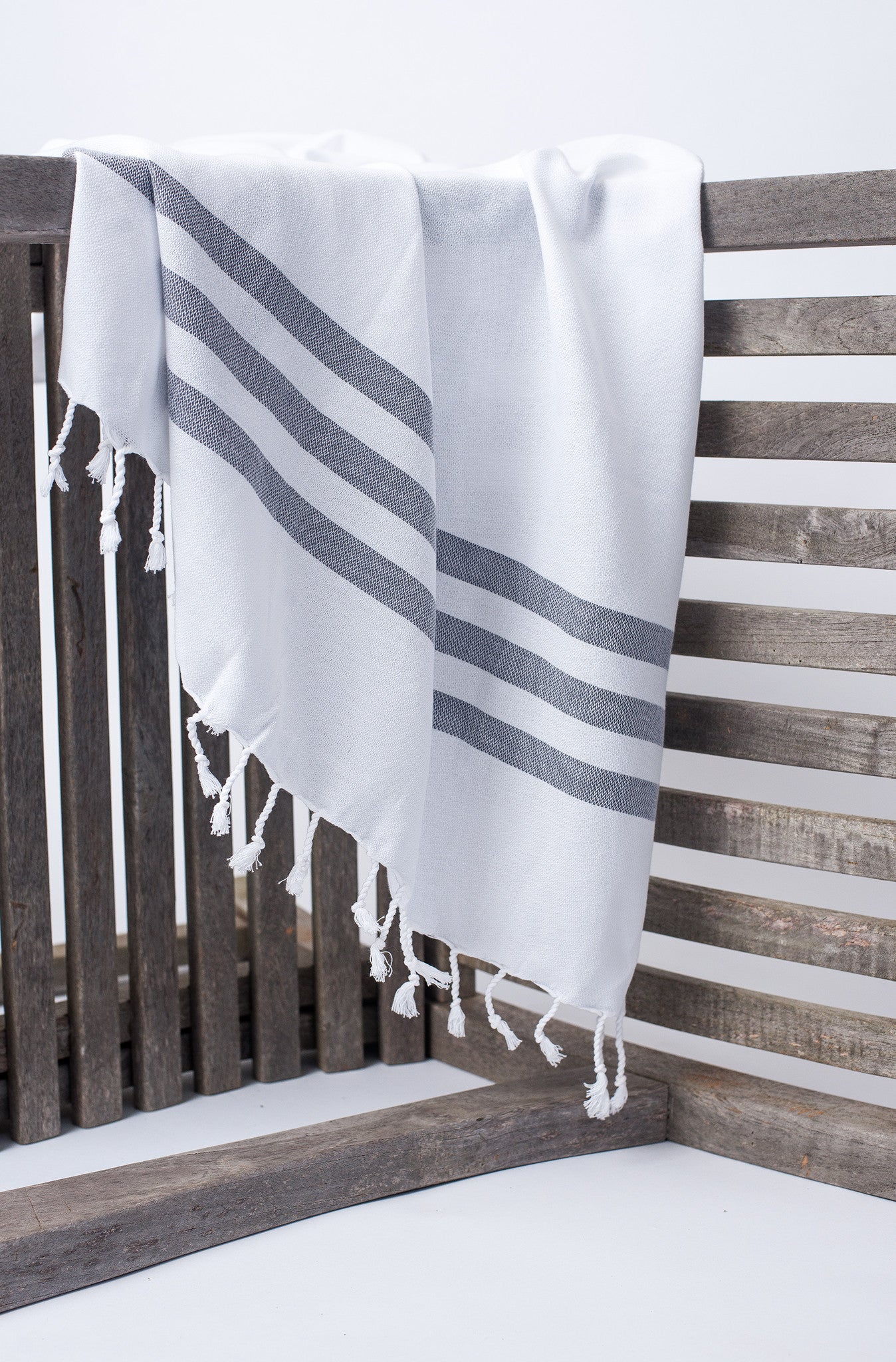 Dark Grey Beach Striped Towel